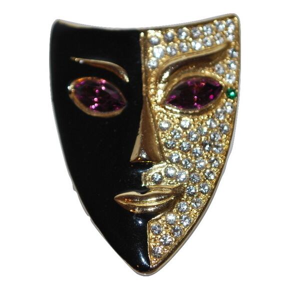 90's Thespian Jewelry Drama Mask Pin - Picture 1 of 8